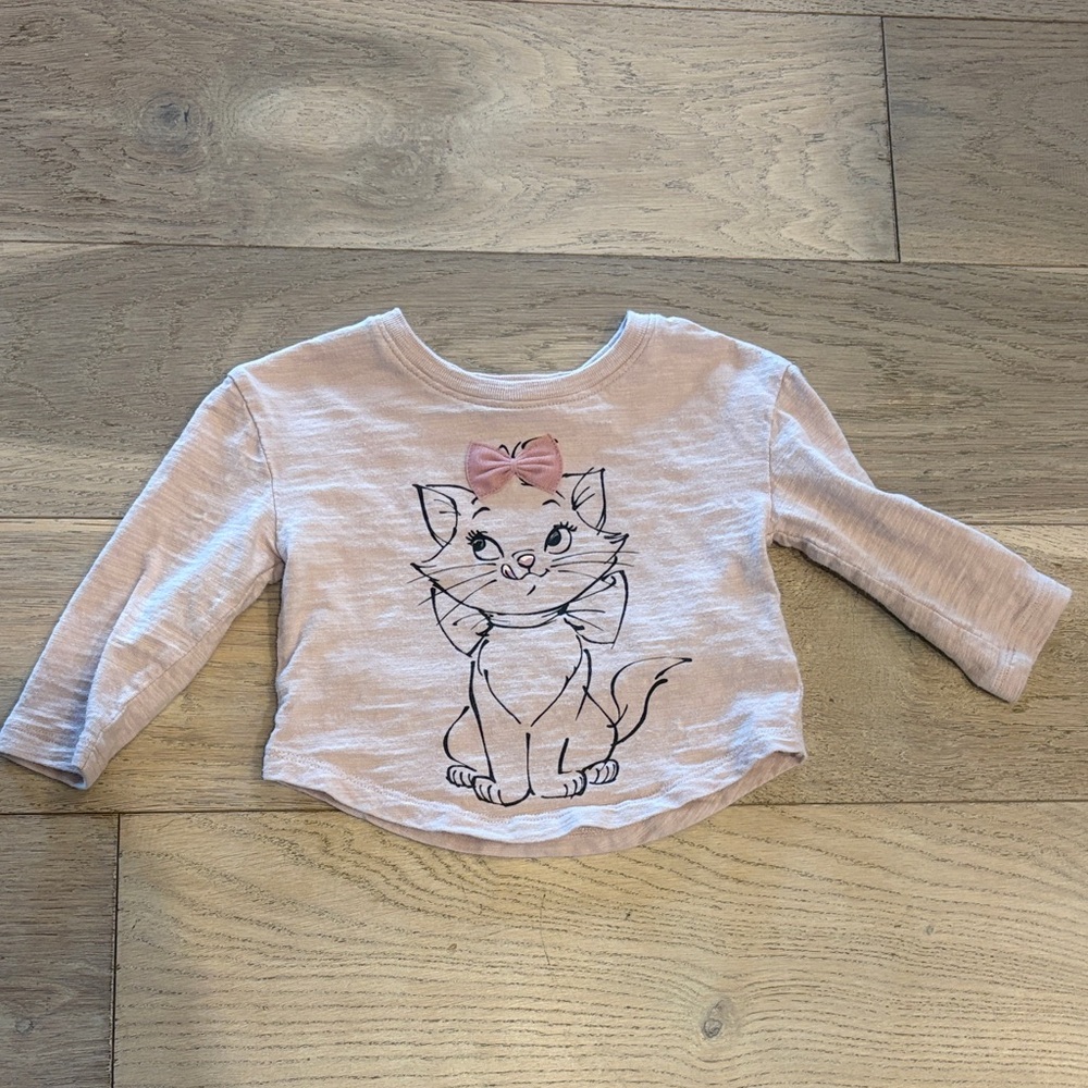 GAP Light Pink Disney Aristocats Bow Long-Sleeve Tee